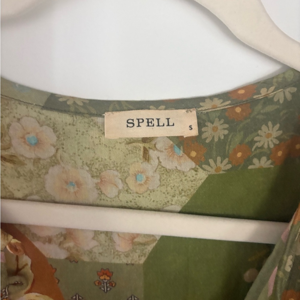 Spell Freda Patchwork Floral Blouse Small - image 2